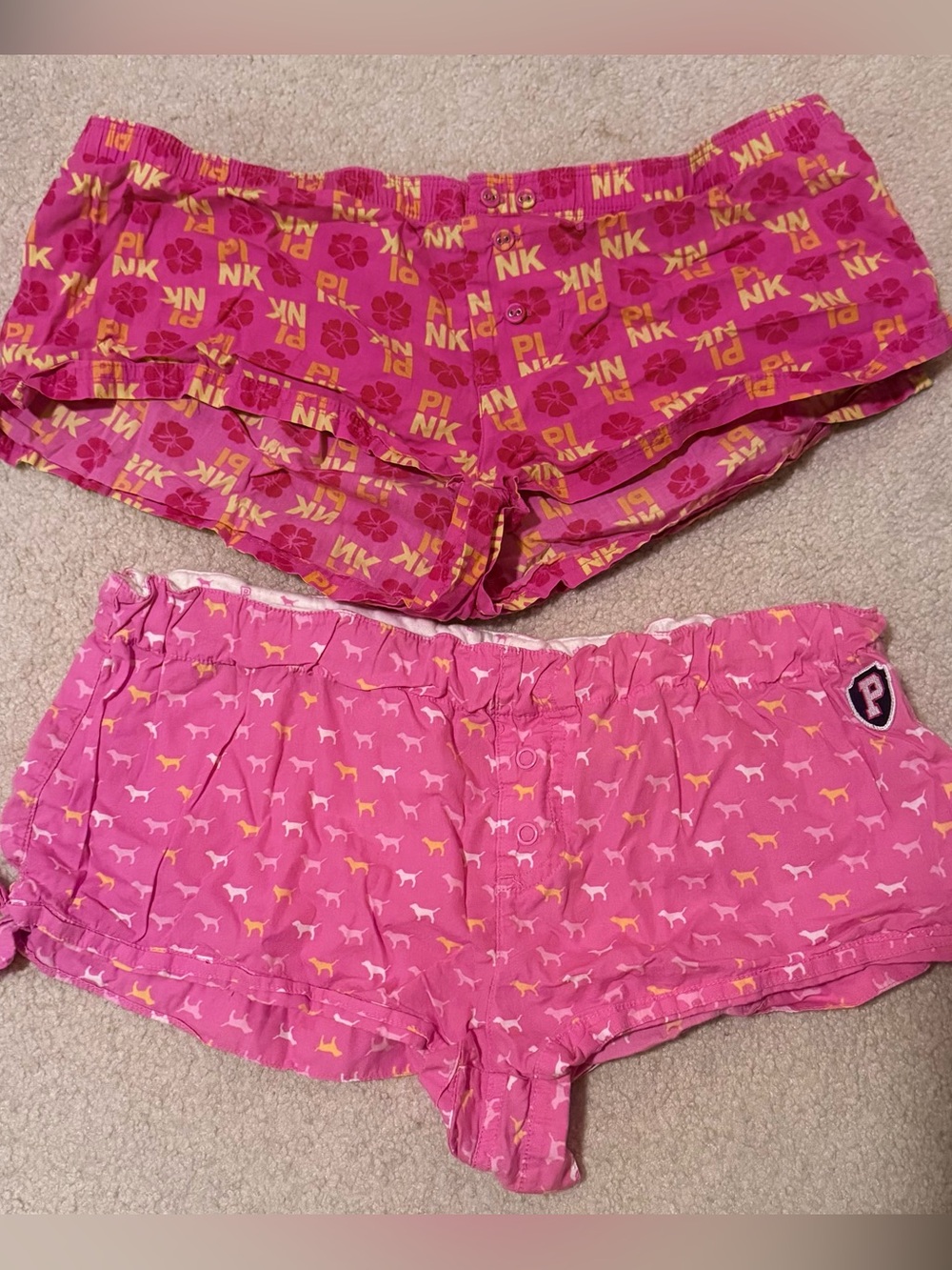 PINK Victoria's Secret Girls' Pink & Yellow Patterned Shorts - 2 Pack